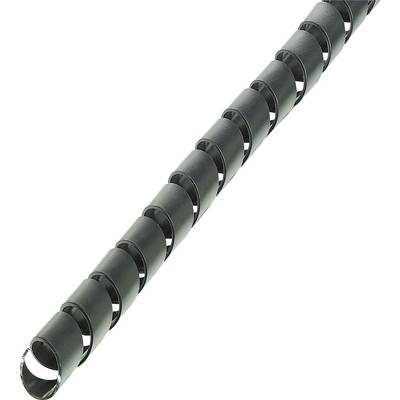 Un long enrouleur de câble en spirale conçu pour organiser et protéger les cordons et les câbles, présenté dans une disposition diagonale sur un fond uni.