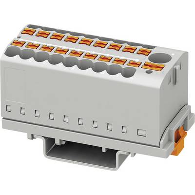 Connecteur électrique avec plusieurs leviers orange et un boîtier gris, adapté pour les connexions de fils et les circuits électroniques.
