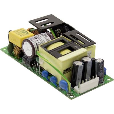 L'image représente un circuit imprimé électronique avec des composants et des condensateurs de différentes tailles, utilisés pour l'alimentation électrique.