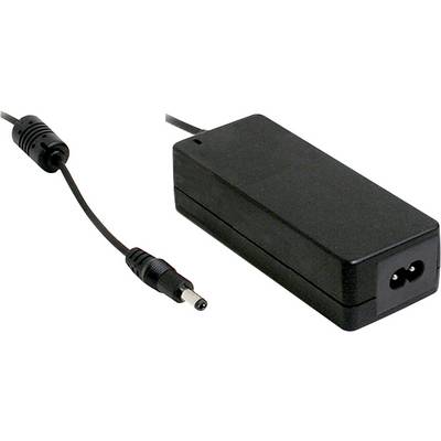 Un chargeur d'ordinateur portable noir avec deux câbles : un câble d'alimentation avec une fiche et un câble adaptateur avec une fiche ronde.
