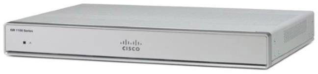Un routeur Cisco de la série 1000, argenté, de forme rectangulaire, au design fin, avec un petit logo sur la façade avant.