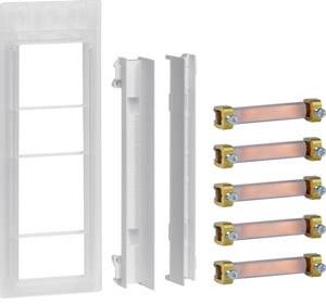 Support de fusibles blanc vertical avec cinq fusibles orange-jaunes.