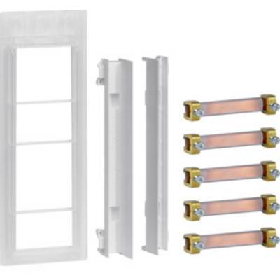 Support de fusibles blanc vertical avec cinq fusibles orange-jaunes.
