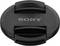 Bouchon d'objectif noir portant l'inscription « Sony ».