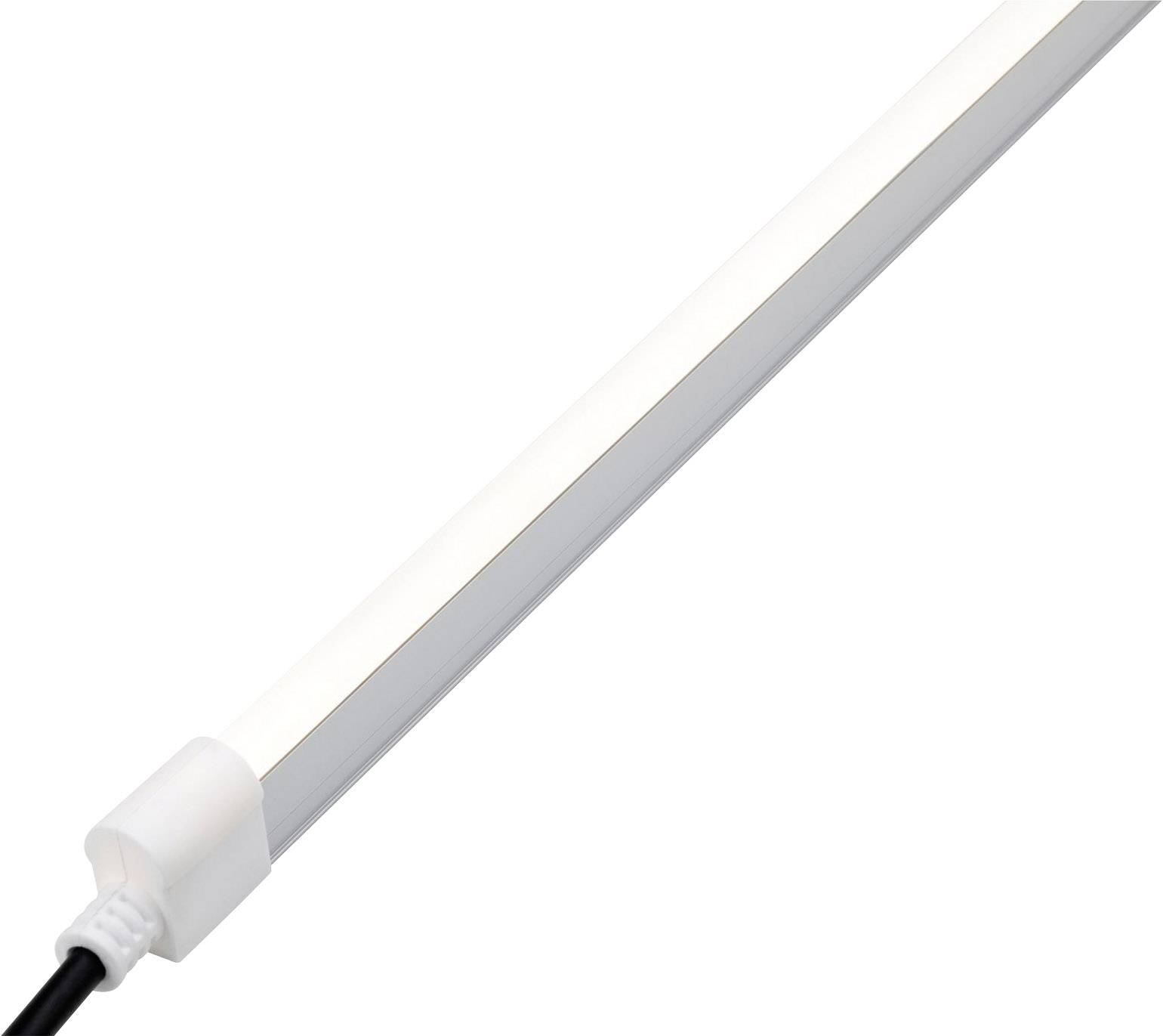 Barre lumineuse à LED blanche avec câble noir, destinée à l'éclairage.