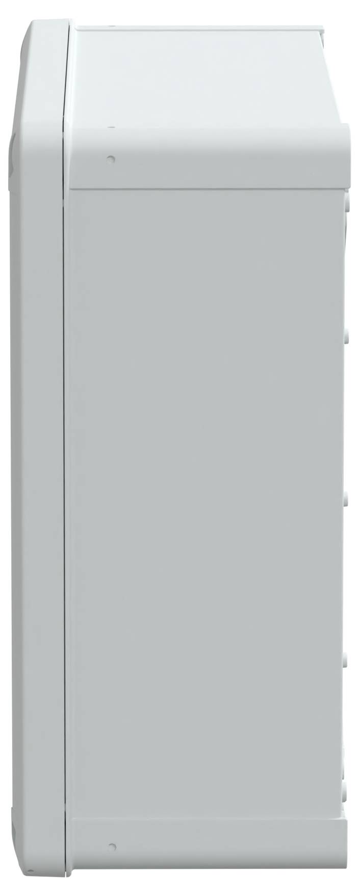 Un dispositif industriel blanc, rectangulaire, avec une surface lisse et sans relief, présenté sous un angle latéral.