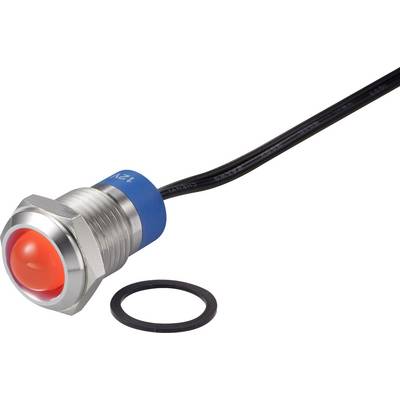 Bouton-poussoir métallique avec bouton rouge et câble noir, à côté d'un joint d'étanchéité noir. Utilisé pour les circuits électriques.