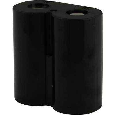 Un pack de batteries noir, cylindrique, avec deux compartiments disposés côte à côte.