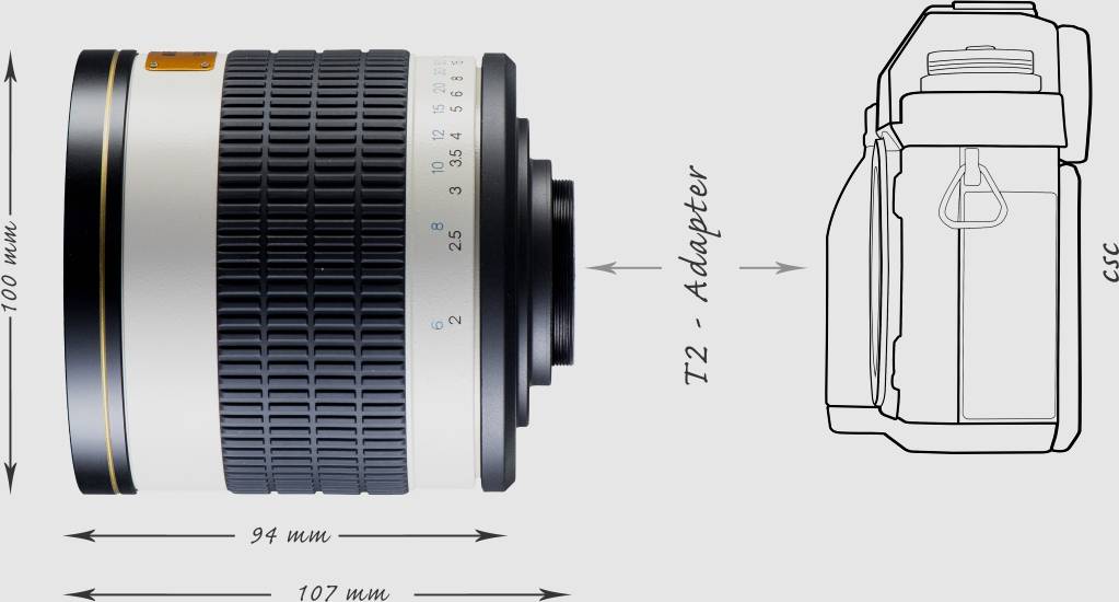 Miroir DSLR M42 Walimex Pro 500/6,3-7