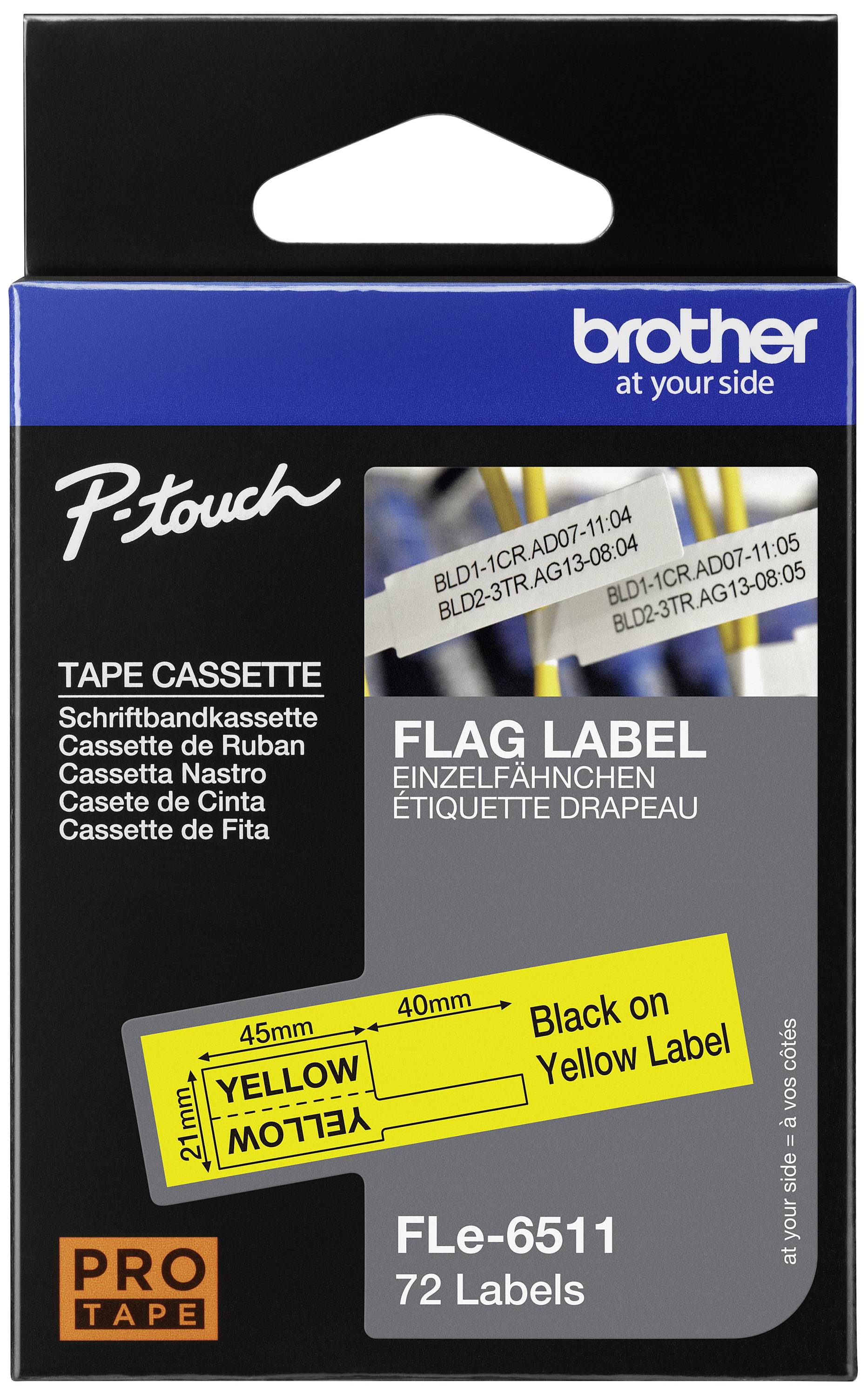 Brother FLe FLe-6511 Couleur de ruban: jaune Couleur de police:noir