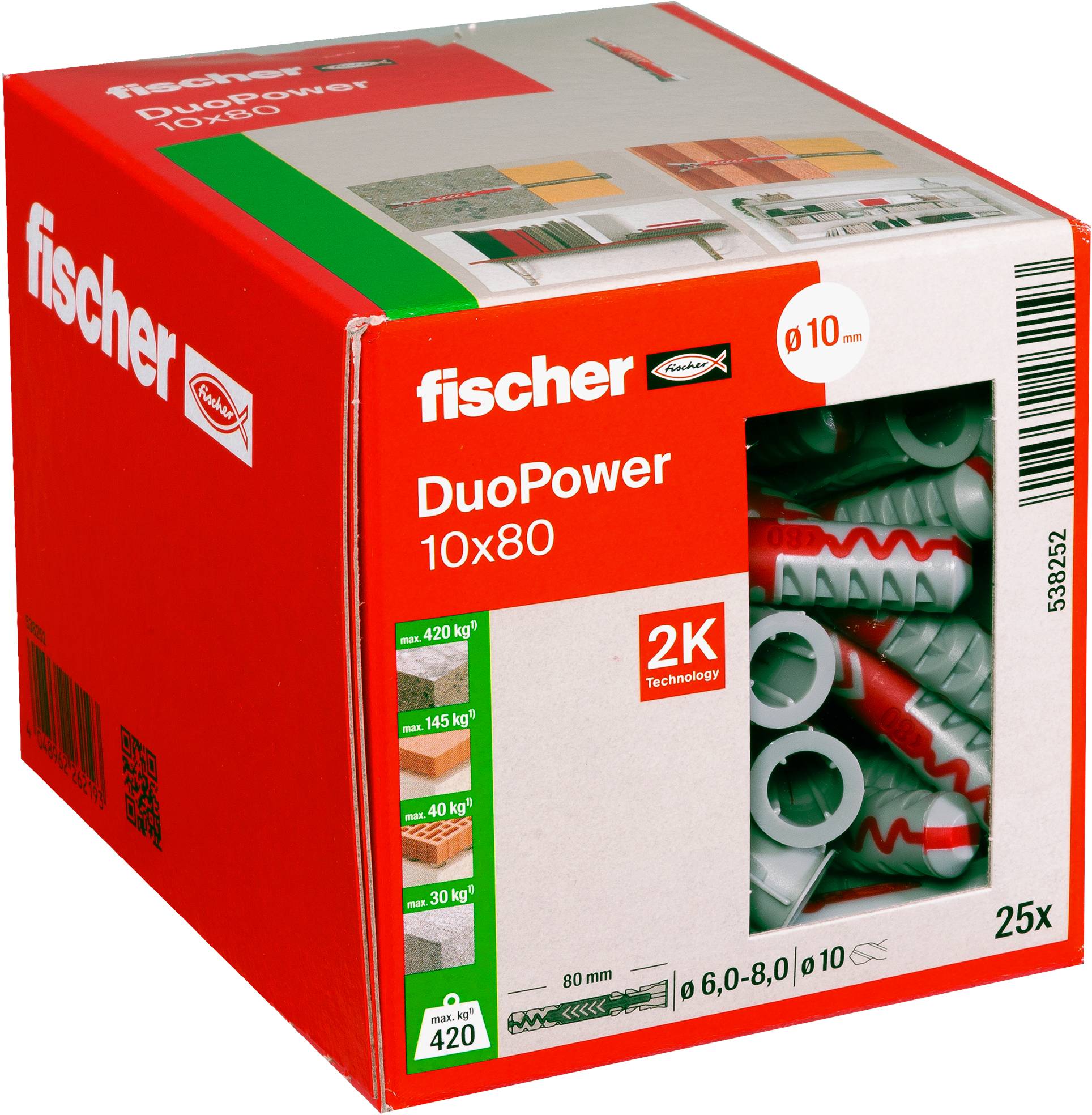 Fischer 538252 DUOPOWER 10x80 LD Cheville 2 éléments 80 mm 10 mm 25 pc(s)-5