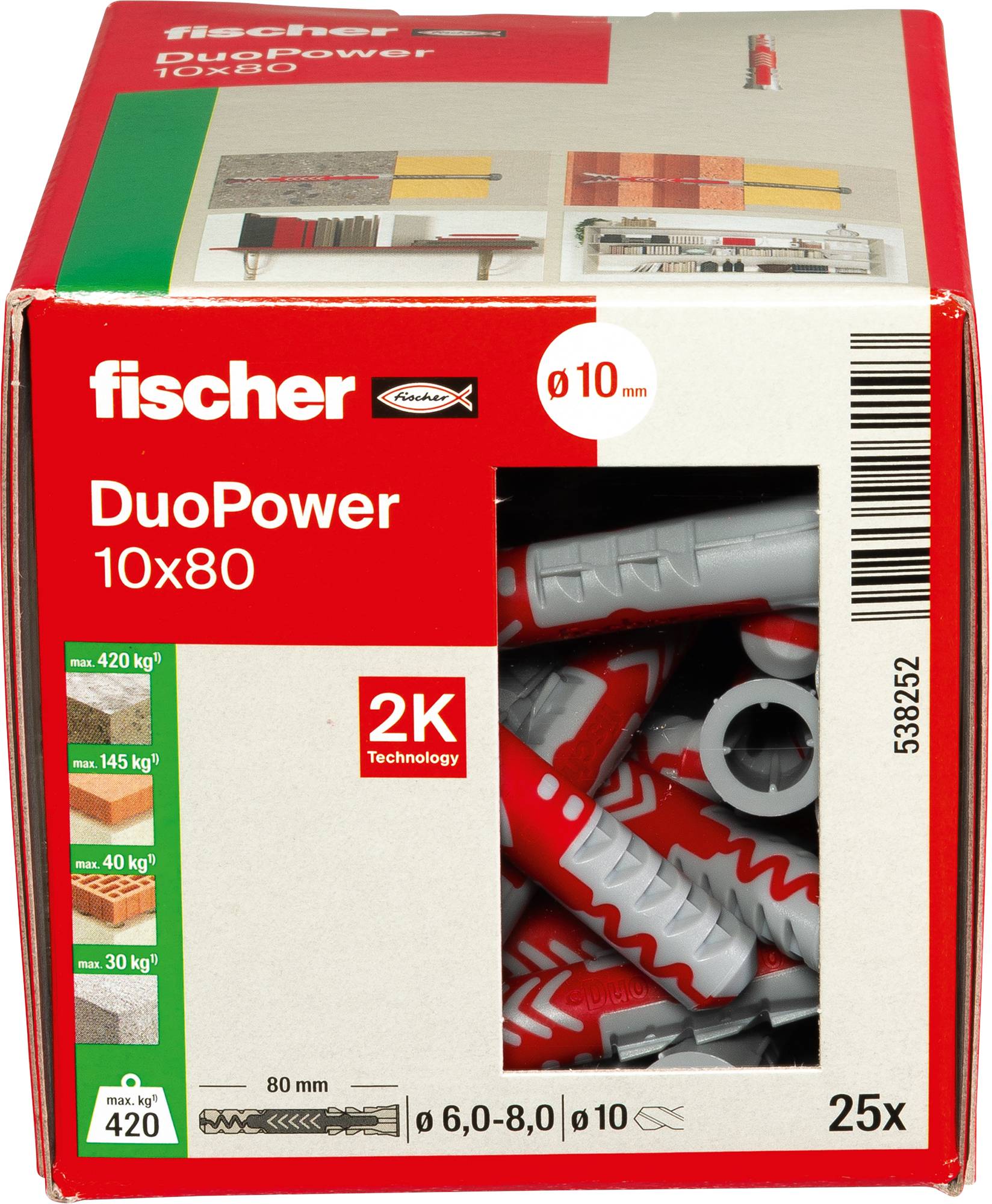 Fischer 538252 DUOPOWER 10x80 LD Cheville 2 éléments 80 mm 10 mm 25 pc(s)-6