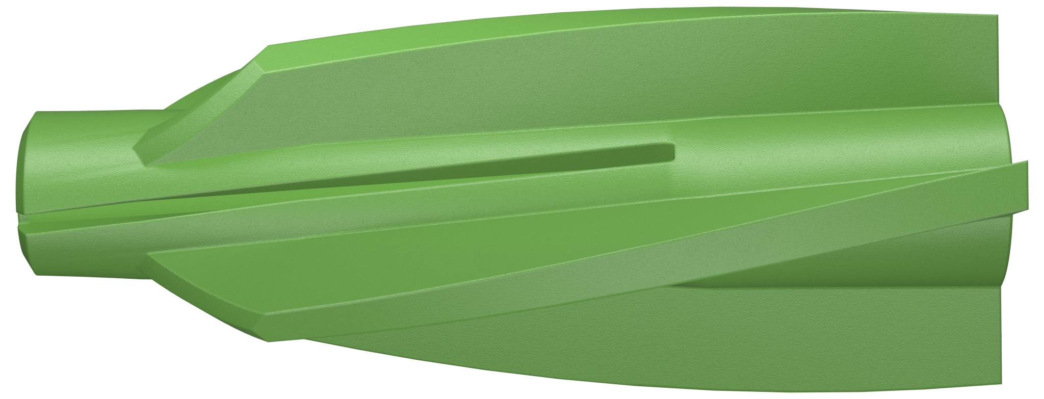 Kayak ou canoë vert vus de dessus, isolés sur fond blanc.