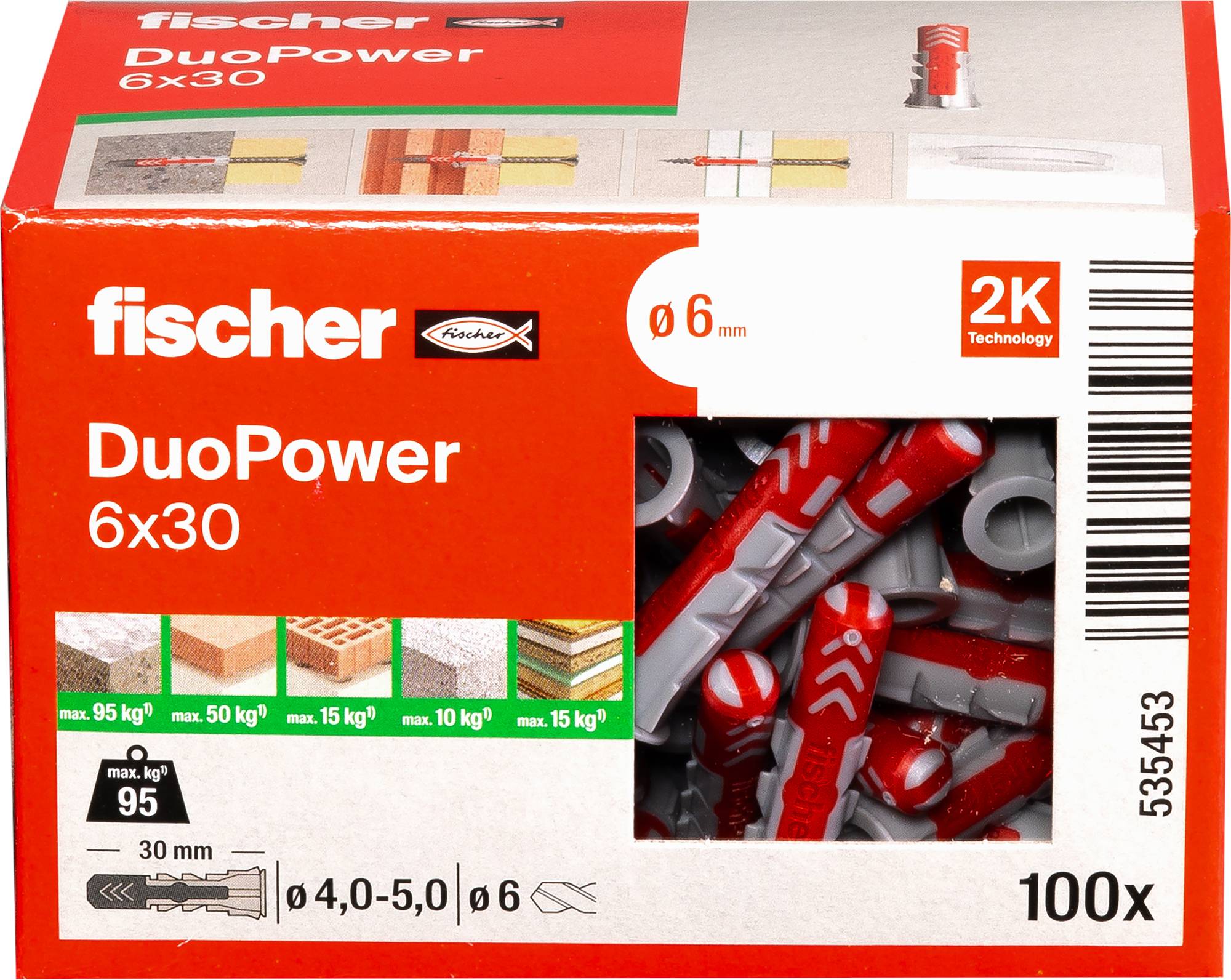 Fischer 535453 DUOPOWER 6x30 LD Cheville 2 éléments 30 mm 6 mm 100 pc(s)-6