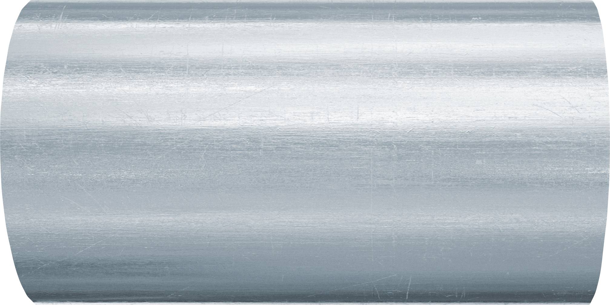 Gros plan d'un cylindre ou d'un tuyau en métal argenté brossé avec une surface lisse et réfléchissante.