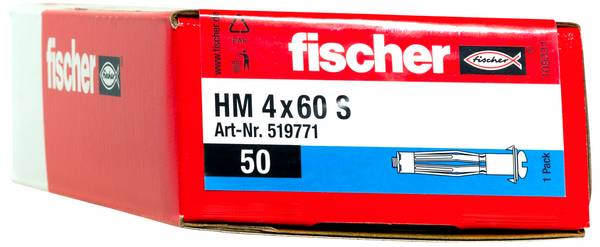 Fischer 519771 HM 4 x 60 S Cheville pour corps creux 60 mm 4 mm 50 pc(s)