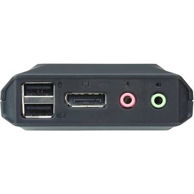 Vue arrière d'un appareil avec deux ports USB, un port HDMI et deux ports audio.