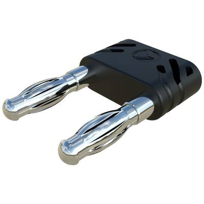 Un adaptateur noir et argenté avec deux broches métalliques et des fentes d'aération sur le dessus.