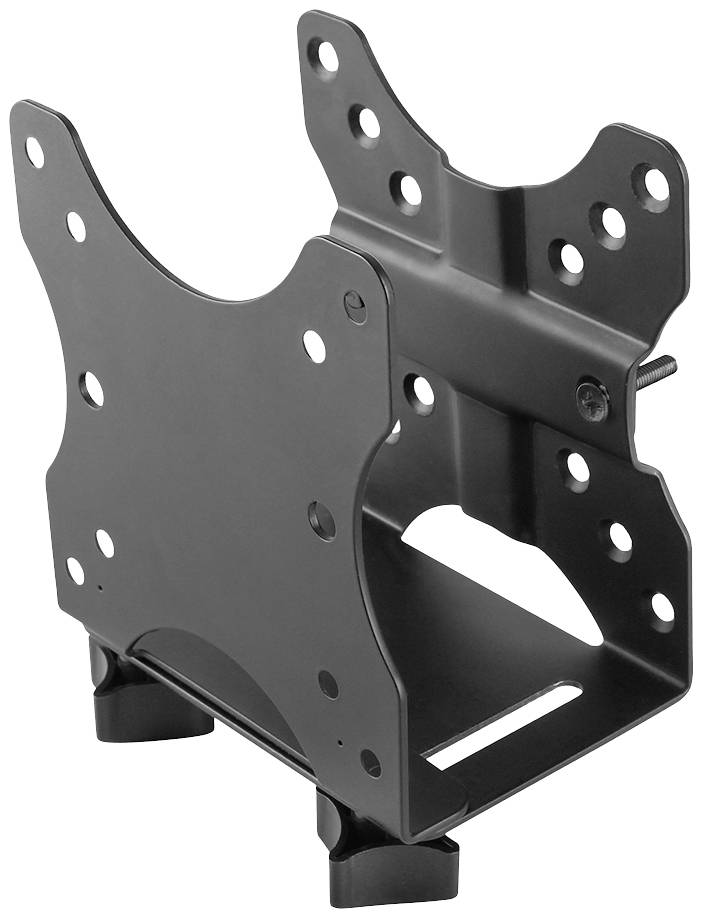 Support métallique à plusieurs trous de fixation. Convient au montage d'appareils ou d'écrans sur un mur ou d'autres surfaces.