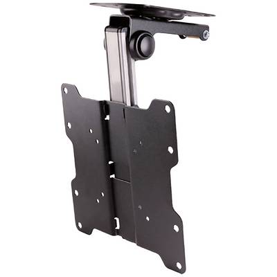 Un support métallique noir et ajustable pour écrans, compatible avec une installation murale ou au plafond, doté de plusieurs trous de fixation.