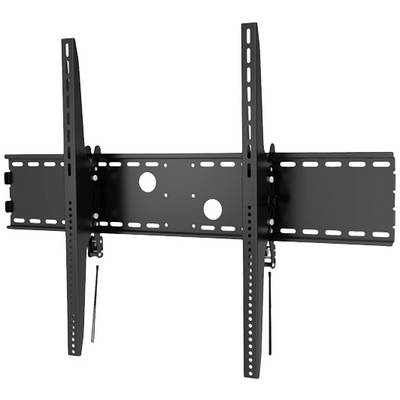 Support mural TV inclinable et pivotant en métal noir, adapté aux grands téléviseurs à écran plat. Il dispose de plusieurs trous de fixation pour l'installation.