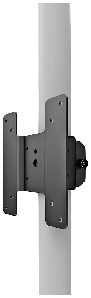 Support métallique pour fixation verticale sur un poteau rond. Adapté pour les structures de montage.