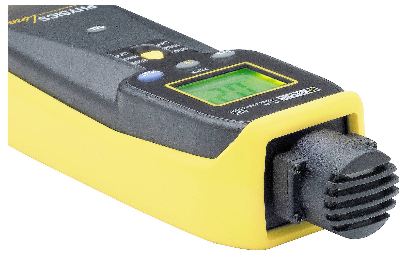 Appareil de mesure portable d'humidité avec affichage numérique et microphone, affichant la valeur '20 %' sur un écran vert.