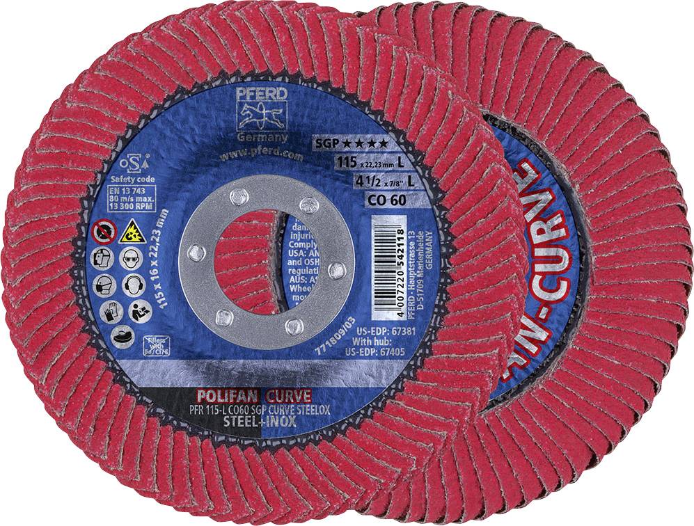 PFERD TOOLS 67689046 Co Sgp Curve Steelox Disque segmenté Diamètre 115 mm Ø de perçage 22.23 mm Grain 60 10 pc(s)