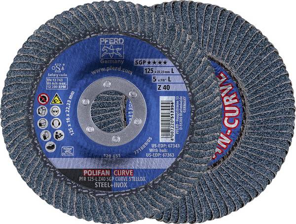 PFERD TOOLS 67689062 Z Sgp Curve Steelox Disque segmenté Diamètre 125 mm Ø de perçage 22.23 mm  10 pc(s)
