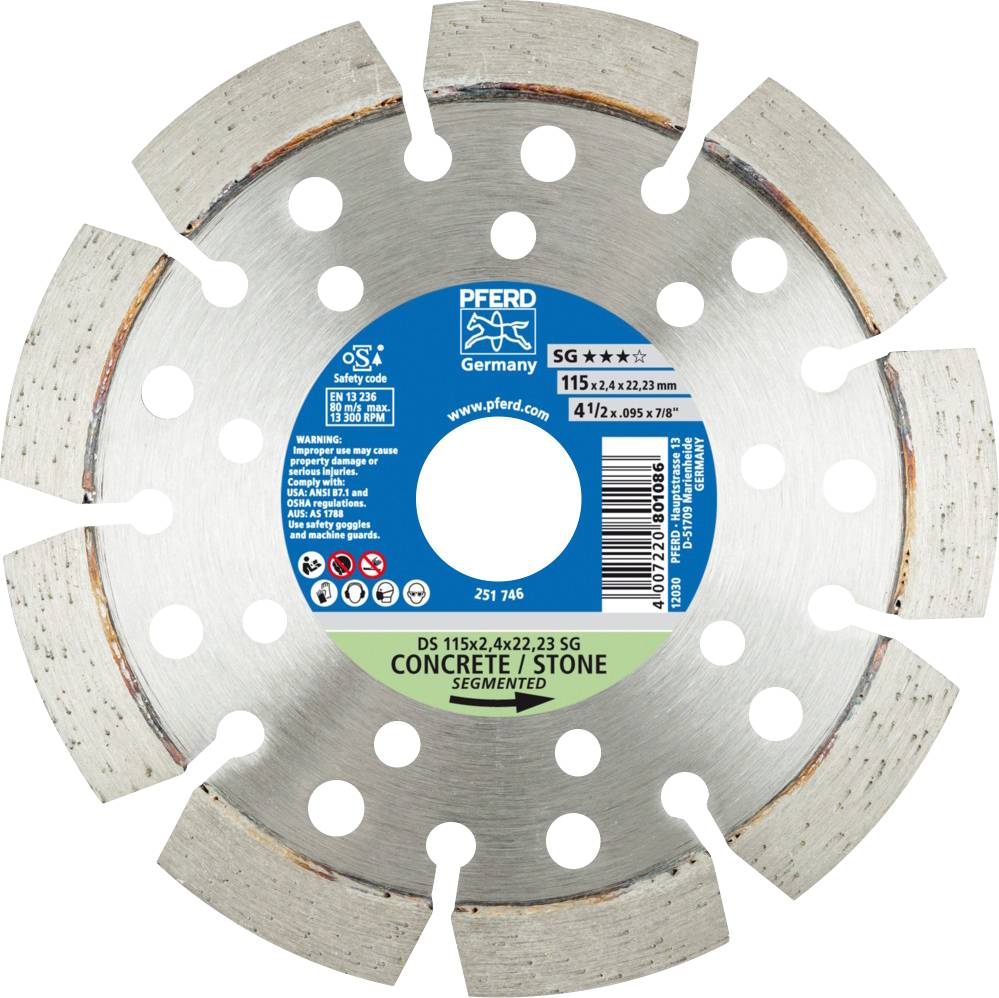 PFERD TOOLS 68000041 Ds Sg Disque à tronçonner diamanté Diamètre 115 mm Ø de perçage 22.23 mm 1 pc(s)