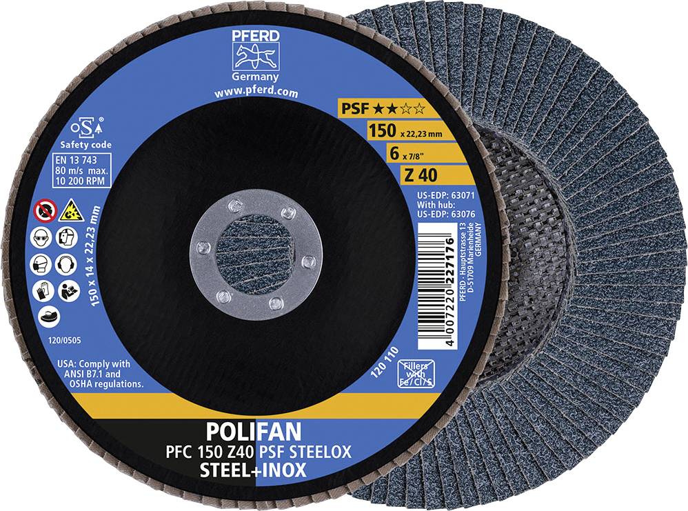 PFERD TOOLS 67764150 Z Psf Steelox Disque segmenté Diamètre 150 mm Ø de perçage 22.23 mm Grain 40 10 pc(s)