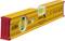 Un niveau jaune rectangulaire de la marque Stabila. Contient deux bulles vertes et est conçu pour l'alignement précis des surfaces.
