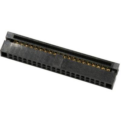Un connecteur noir à broches de circuit imprimé, utilisé pour la connexion de composants électroniques sur une carte.