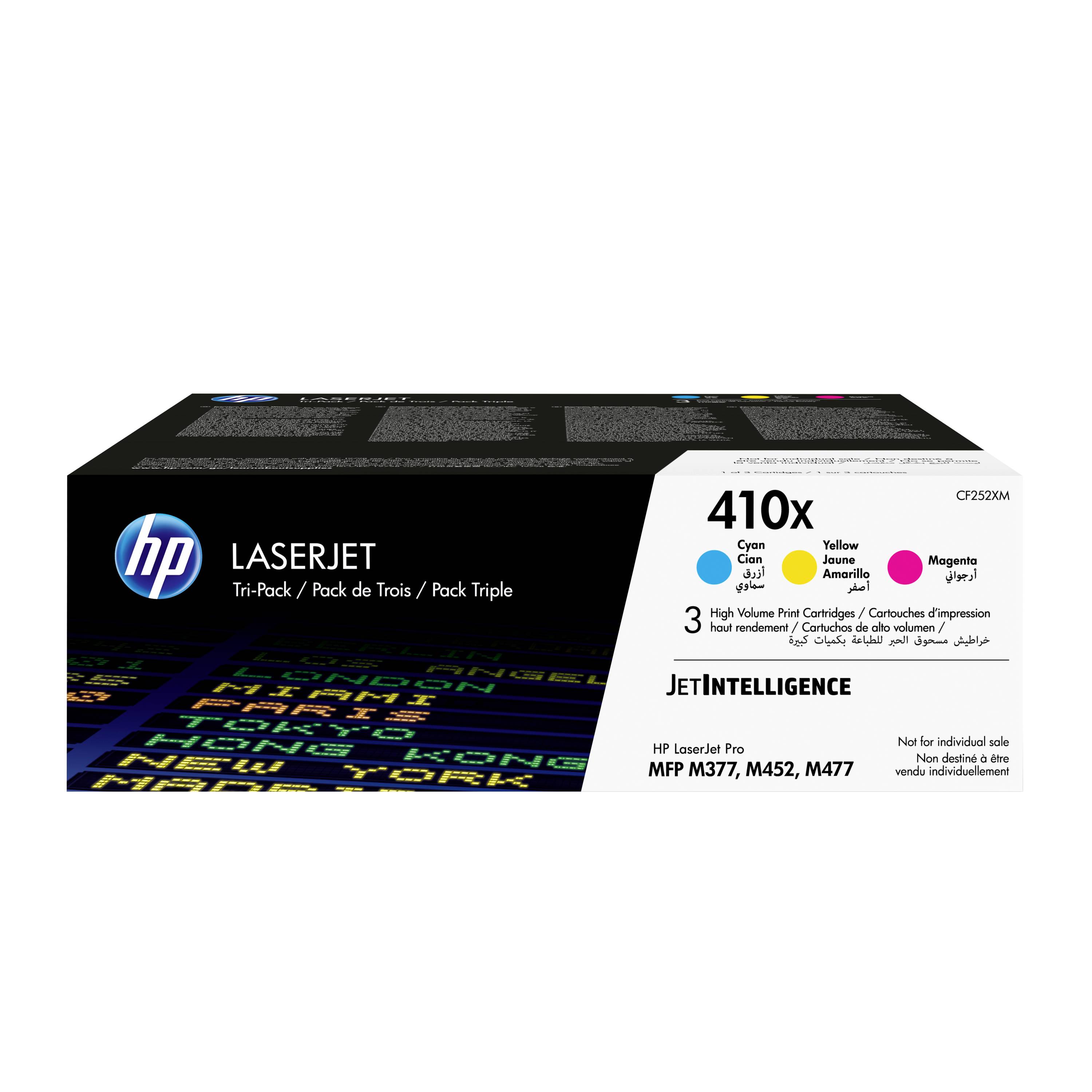 HP Toner 410X d'origine pack bundle cyan, magenta, jaune 5000 pages CF252XM