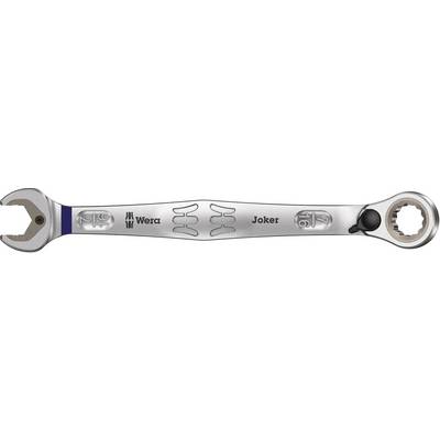Clé à fourche ouverte de Wera avec des symboles distinctifs sur la surface, incluant une clé à cliquet.
