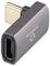 Adaptateur USB-C vers USB-A en gros plan, boîtier gris avec inscription argentée, compact et portable, utilisé pour connecter des appareils plus anciens.