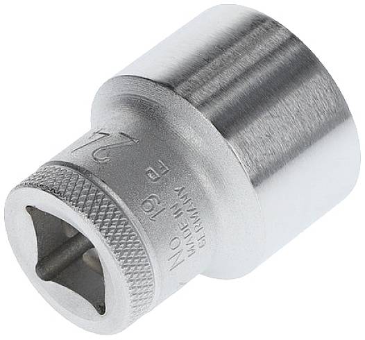 Une noix à tête hexagonale en argent avec rainurage pour une meilleure prise en main. Adaptée aux travaux mécaniques, présentant un marquage de 22 mm.