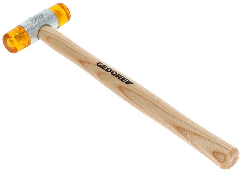 Marteau à manche en bois avec têtes en plastique, marque Gedore.