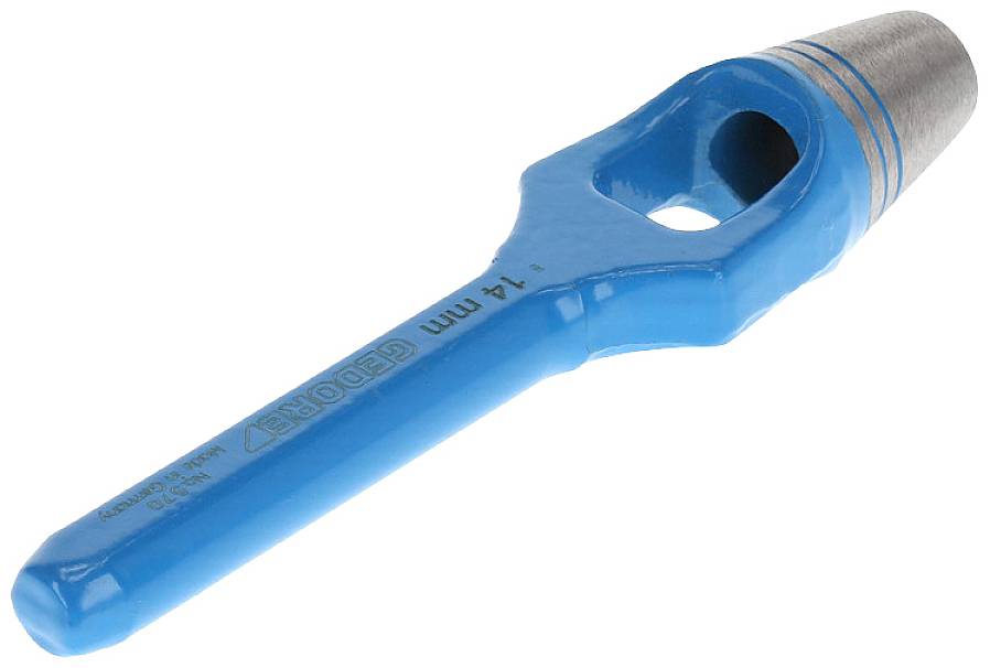 Emporte-pièce bleu, taille 14 mm, en métal et plastique, pour percer des trous dans des matériaux tels que le cuir ou le tissu.