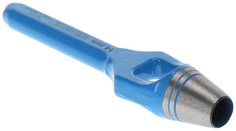 Un foret à tôle bleu avec manche cylindrique et pointe conique. Adapté pour le perçage précis de tôles métalliques fines.