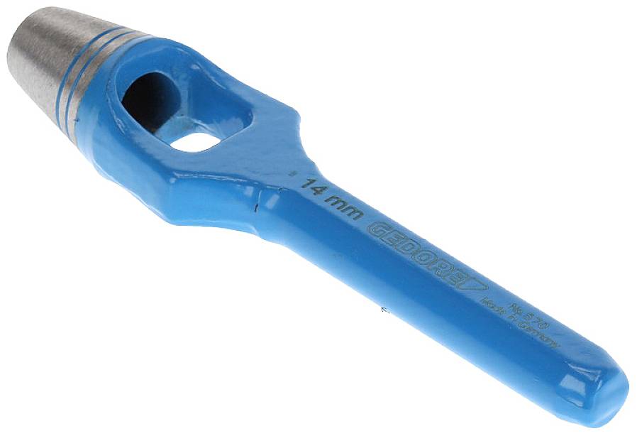 Poinçon à emporte-pièce Gedore avec poignée bleue, 14 mm.