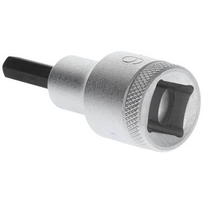 Embout de clé à six pans avec surface de préhension striée et tête hexagonale noire pour applications de vissage.