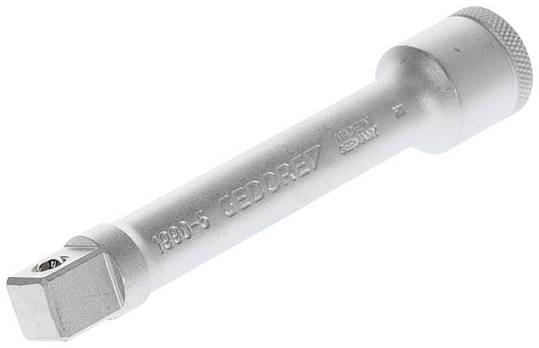 Tige de rallonge en argent de Gedore, avec un adaptateur carré à une extrémité, convenant à l'utilisation avec des clés à douille.