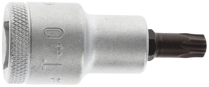 Embout Torx T40 avec support hexagonal, fabriqué en métal, marqué sur le côté.