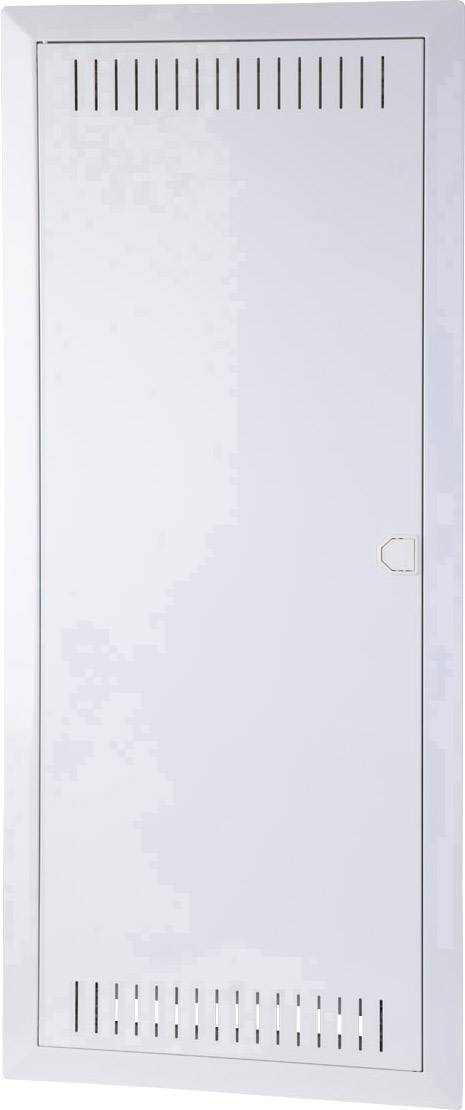 Porte métallique blanche avec des fentes d'aération en haut et en bas.