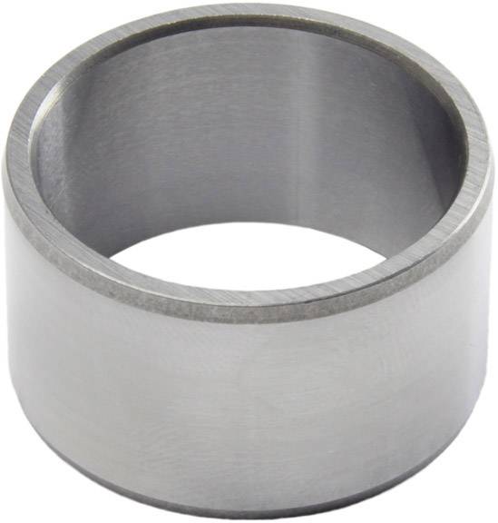 Un anneau en métal argenté à surface lisse, de forme cylindrique et à l'apparence massive, sur un fond blanc simple.