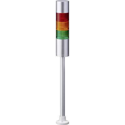 Une colonne de signalisation à trois niveaux lumineux : rouge, orange et vert. Les couleurs du feu tricolore signalent l'état de fonctionnement d'une machine.