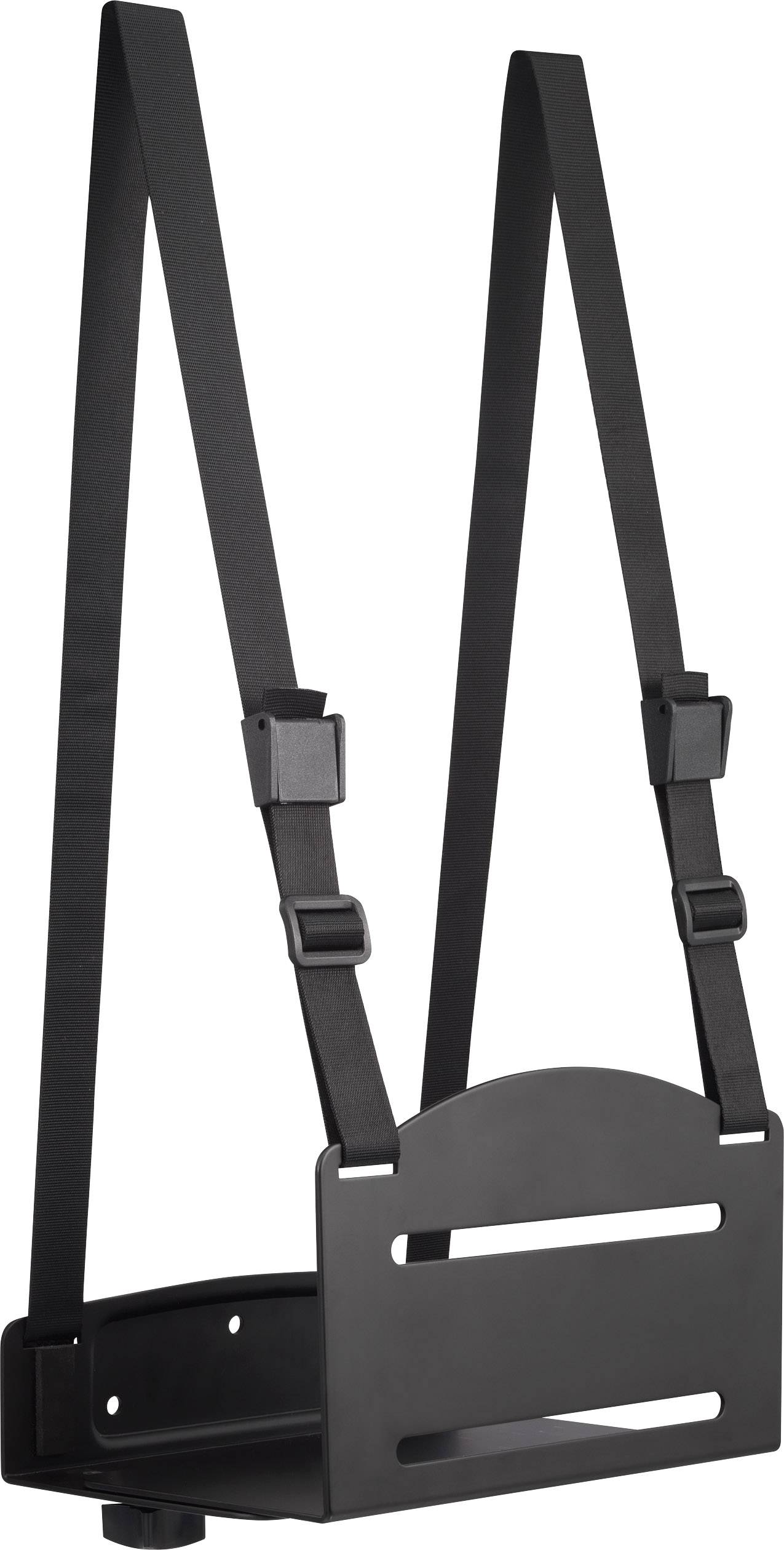 Panier de vélo noir à fixer sur le porte-bagages, avec sangles réglables pour un maintien sécurisé. Adapté pour les sacs et petites charges.