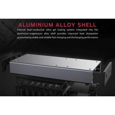 Coque en alliage d'aluminium avec système de refroidissement intégré pour une dissipation thermique efficace, garantissant un chargement et un déchargement rapides.