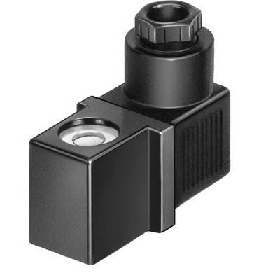 Un connecteur électrique noir, rectangulaire, avec une poignée nervurée et un verrouillage à vis, sur un fond neutre.